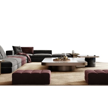 Minotti米洛提  现代布艺沙发茶几组合3D模型