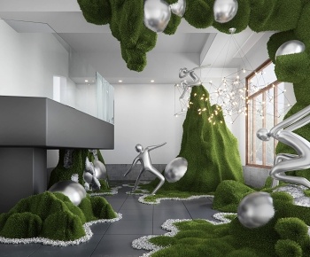 现代室内苔癣造景3D模型