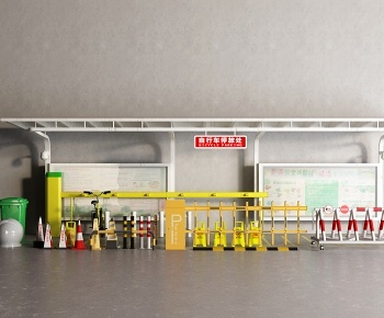现代停车棚 共享单车3D模型