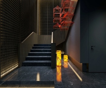 新中式会所楼梯间3D模型