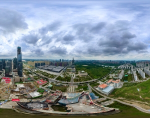 HDR白天城市生态绿化全景-ID:877429969