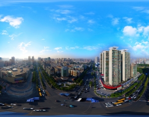 HDR白天城市生态绿化全景-ID:566972977