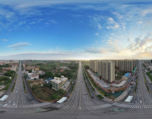 HDR黄昏城市鸟瞰全景-ID:376802929