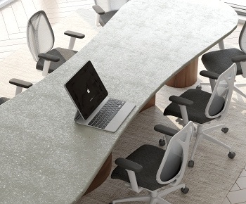 现代异形会议桌椅组合3D模型