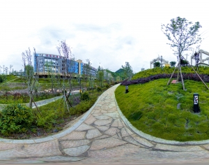 HDR城市小区社区广场全景-ID:398941991