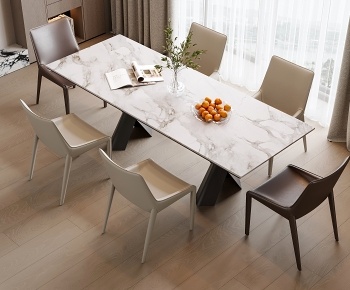 现代大理石餐桌椅组合3D模型