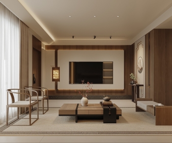 New Chinese Style A Living Room-ID:880624064