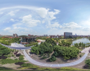 HDR白天城市生态绿化全景-ID:603892092