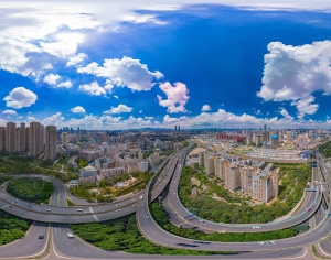 HDR白天城市鸟瞰建筑全景-ID:708133945