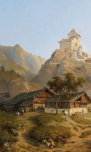 欧式建筑风景油画壁画-ID:5959075