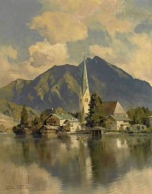 欧式建筑风景油画壁画-ID:5959082