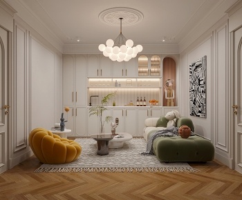 美式起居室 休息室3D模型