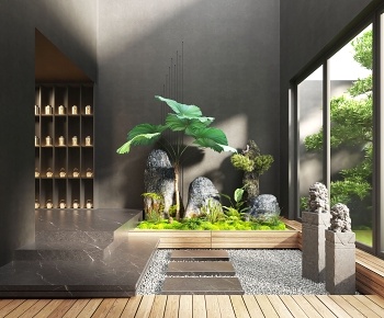 新中式室内景观造景3D模型