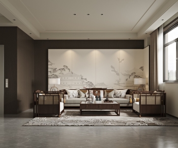 New Chinese Style A Living Room-ID:992598061