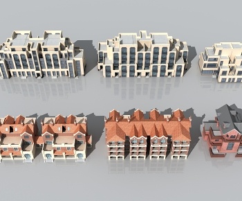 欧式别墅叠墅鸟瞰3D模型
