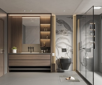 新中式卫生间 浴室3D模型