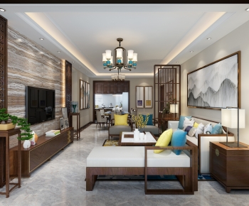 New Chinese Style A Living Room-ID:120146046