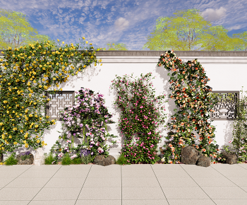 现代景观爬藤月季 绿植墙3D模型
