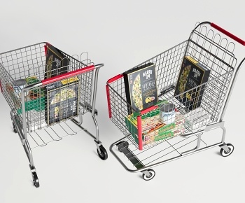 现代超市购物推车3D模型