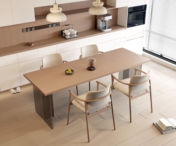 现代长方形餐桌椅3D模型