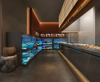 现代中餐厅 明档 海鲜池3D模型