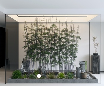 新中式绿植竹子景观小品3D模型
