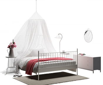 European Style Idyllic Style Double Bed-ID:558085927