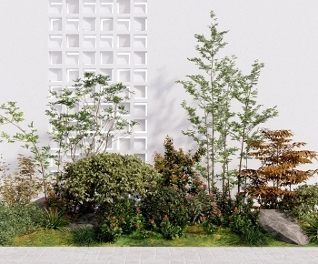 现代庭院花园植物组合3D模型