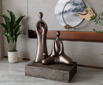 新中式抽象人物雕塑摆件-ID:126158957