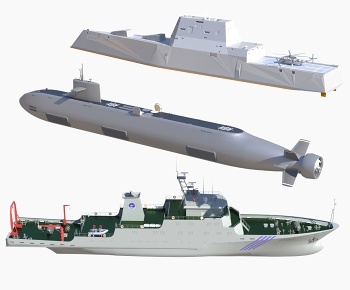 现代军舰 潜水艇3D模型