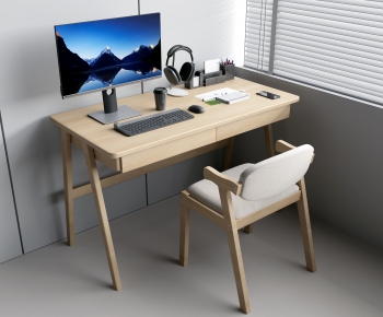 现代实木办公书桌椅-ID:688805104