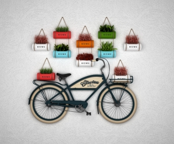 现代自行车 绿植墙饰-ID:114756112