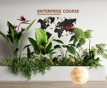 现代室内绿植景观造景 花坛3D模型