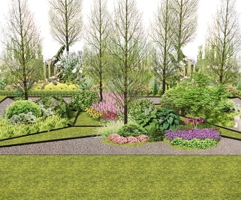 现代公园植物组团花境3D模型