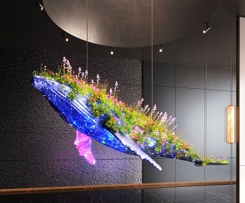 现代鲸鱼植物艺术装置3D模型