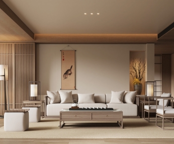 New Chinese Style A Living Room-ID:945730227