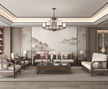 New Chinese Style A Living Room-ID:470722913