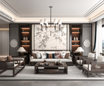 New Chinese Style A Living Room-ID:627111911