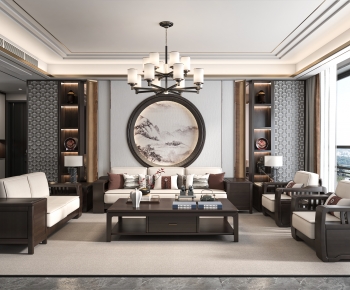 New Chinese Style A Living Room-ID:786757956