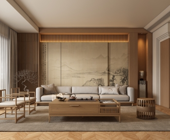 New Chinese Style A Living Room-ID:677408937