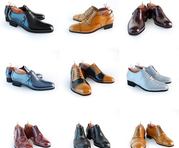 现代男装皮鞋组合3D模型