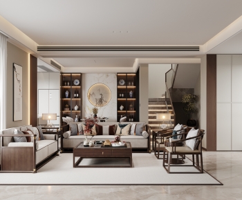 New Chinese Style A Living Room-ID:642564068