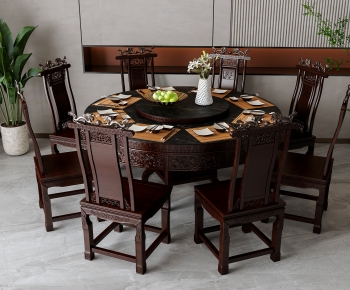 新中式圆形餐桌椅组合-ID:947505958
