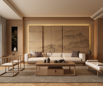 New Chinese Style A Living Room-ID:776490939