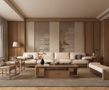 New Chinese Style A Living Room-ID:457592964