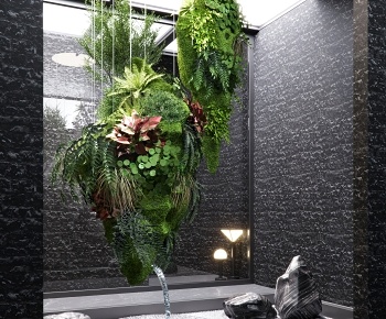 现代室内悬挂绿植造景3D模型