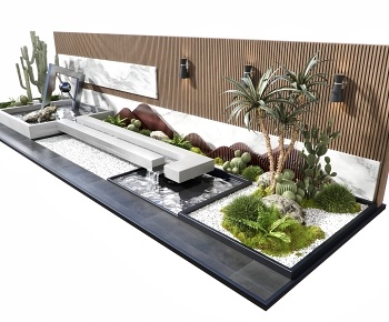 现代水景墙 景观小品3D模型