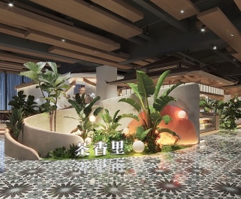 东南亚花园西餐厅3D模型