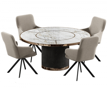 现代圆形大理石餐桌椅-ID:723165048