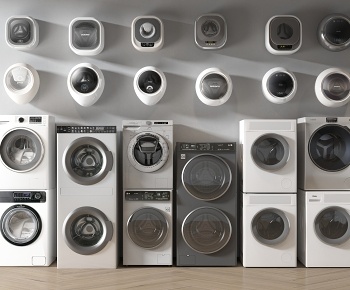 现代滚筒洗衣机组合3D模型